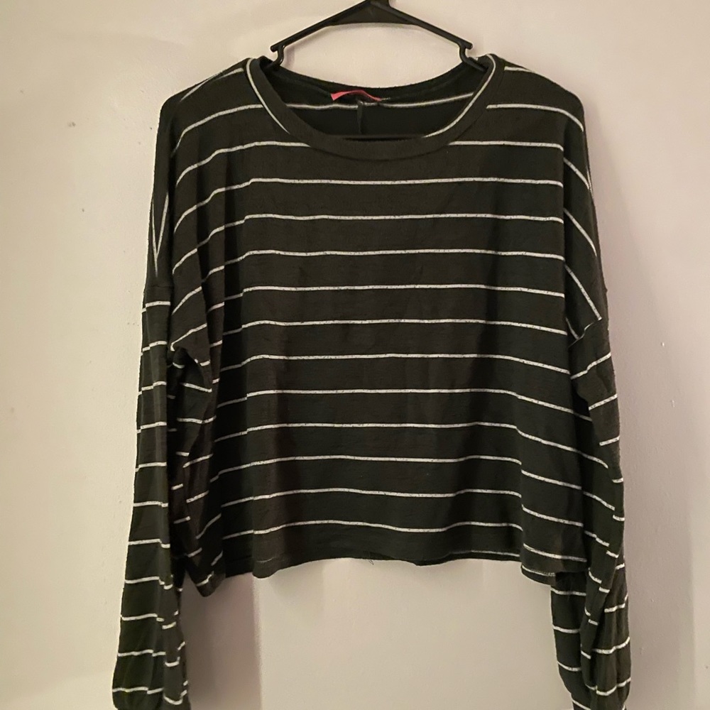 Green and white stripped long sleeve.